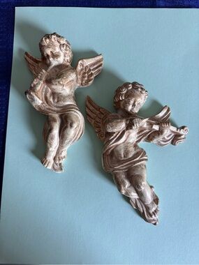 Gold Cherub Wall Plaques - Set of 2